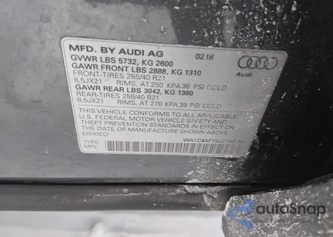 2018 Audi Sq5 3.0T Premium Plus z USA, uszkodzony, nr VIN WA1C4AFY9J2140780